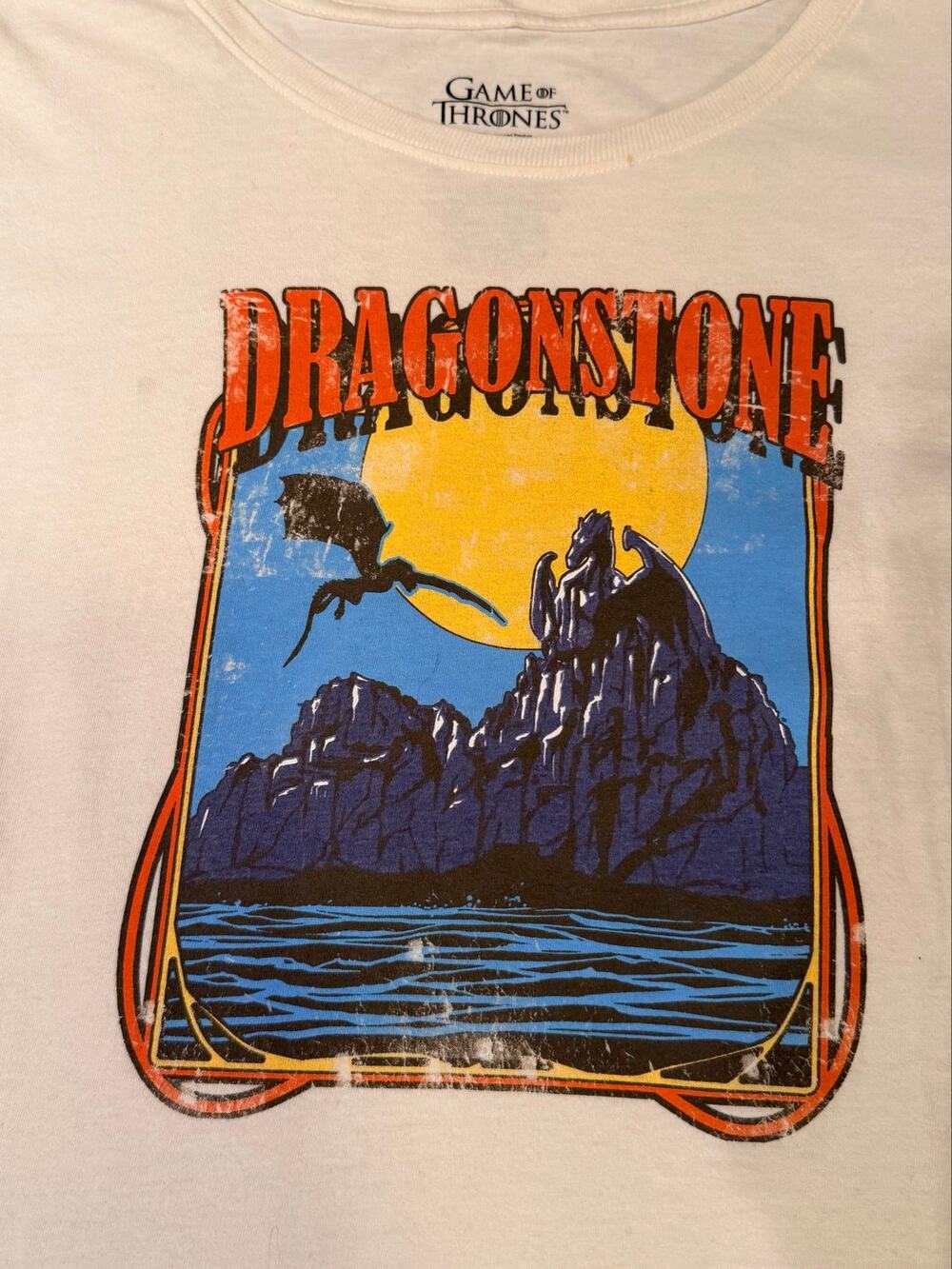 Game of Thrones Dragonstone T-Shirt Womens XL White Graphic Tee HBO 2019